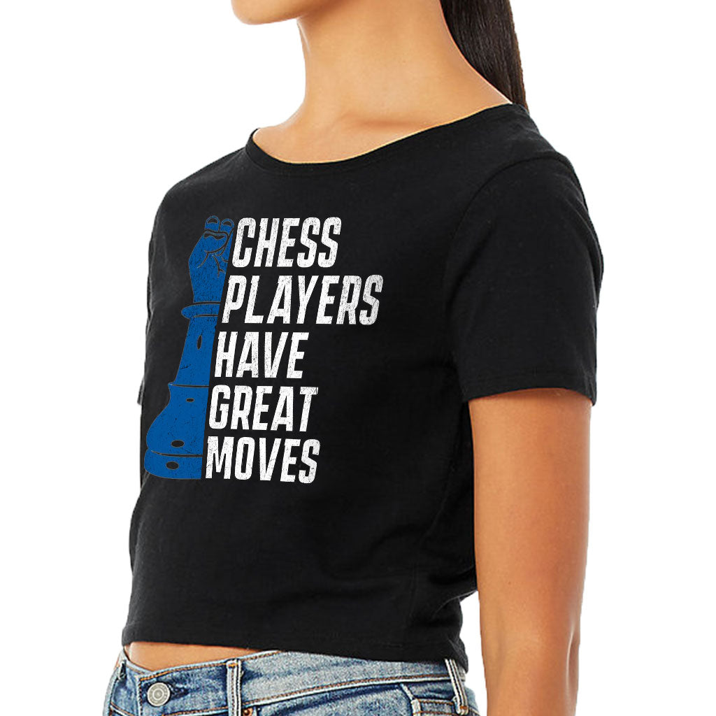 Chess Players Women's Cropped T-Shirt - Cool Design Crop Top - Word Design Cropped Tee