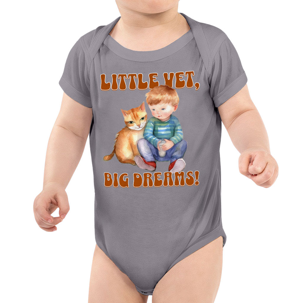 Little Vet Big Dream Baby Jersey Onesie - Cat Baby Bodysuit - Animal Lover Baby One-Piece