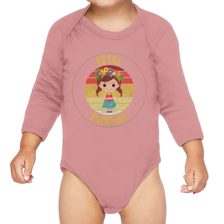 Petal Princess Baby Long Sleeve Onesie - Cute Baby Long Sleeve Bodysuit - Graphic Baby One-Piece