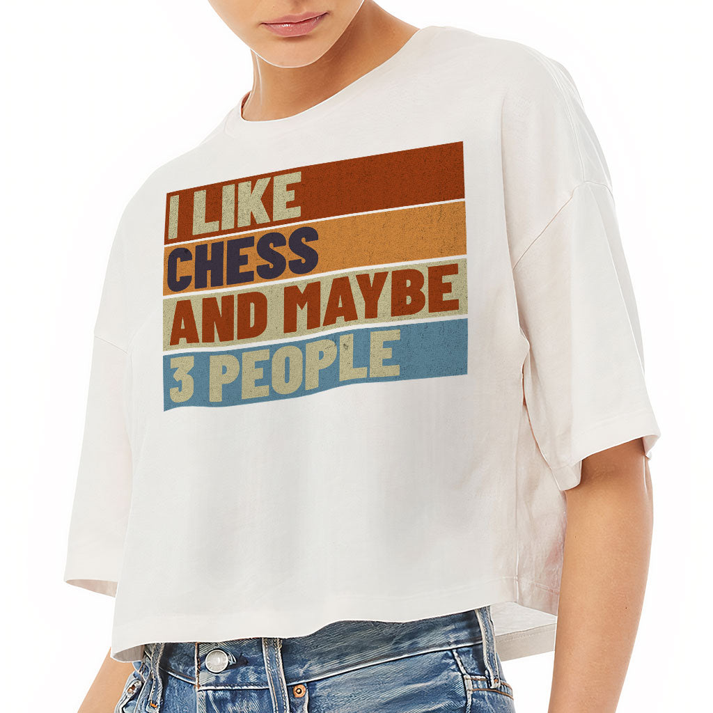 I Like Chess Women's Crop Tee Shirt - Colorful Cropped T-Shirt - Art Crop Top