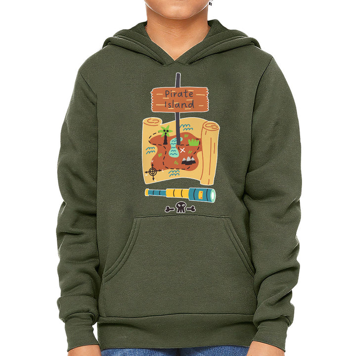 Pirate Island Kids' Sponge Fleece Hoodie - Map Print Kids' Hoodie - Cool Hoodie for Kids