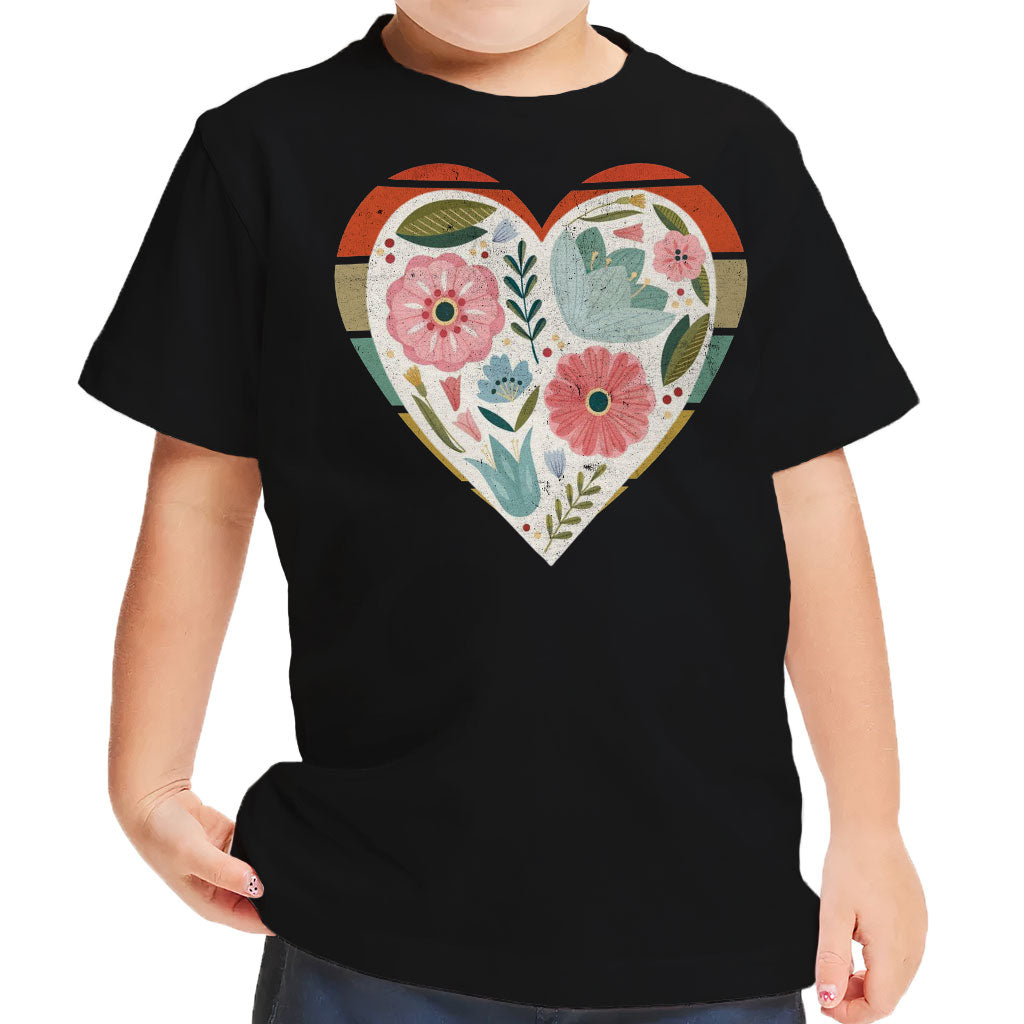 Flower Heart Toddler T-Shirt - Colorful Kids' T-Shirt - Printed Tee Shirt for Toddler