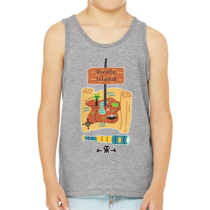 Pirate Island Kids' Jersey Tank - Map Print Sleeveless T-Shirt - Cool Kids' Tank Top