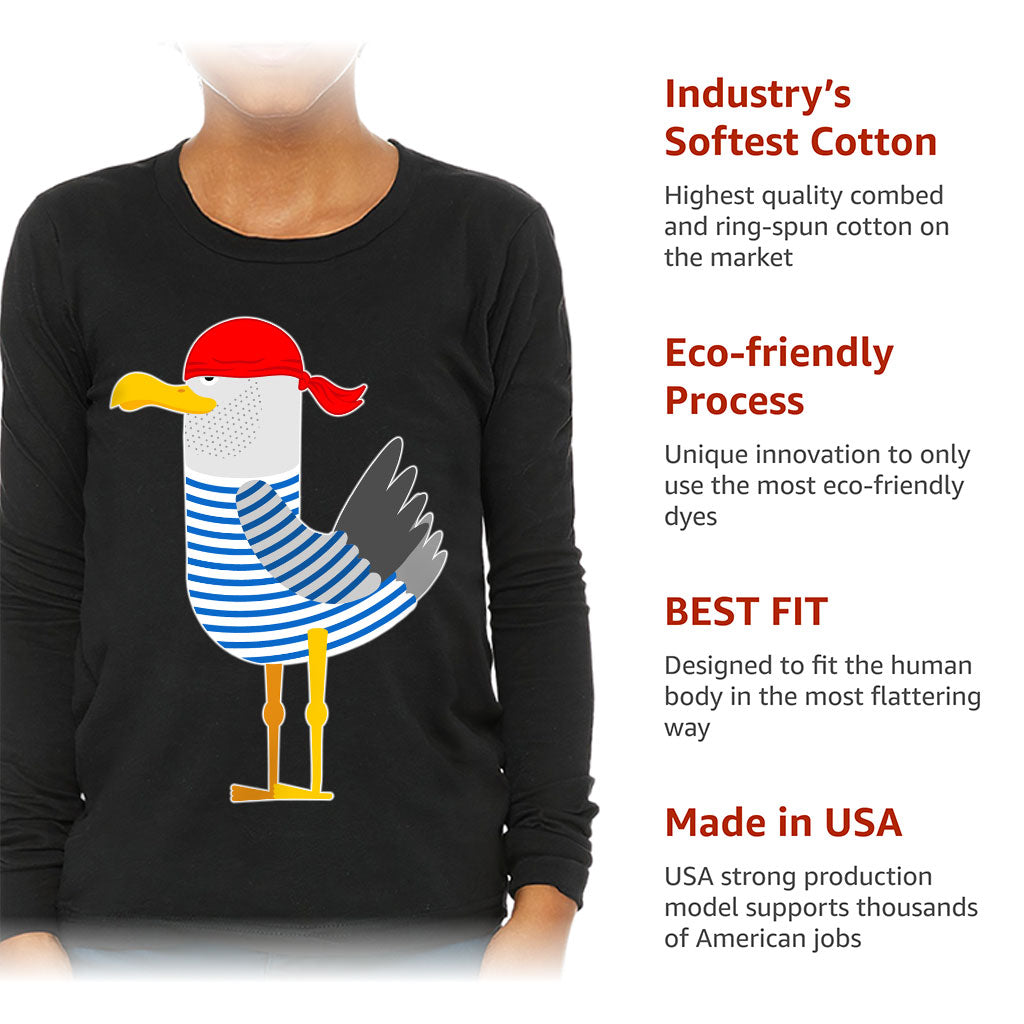 Bird Pirate Kids' Long Sleeve T-Shirt - Cool T-Shirt - Printed Long Sleeve Tee