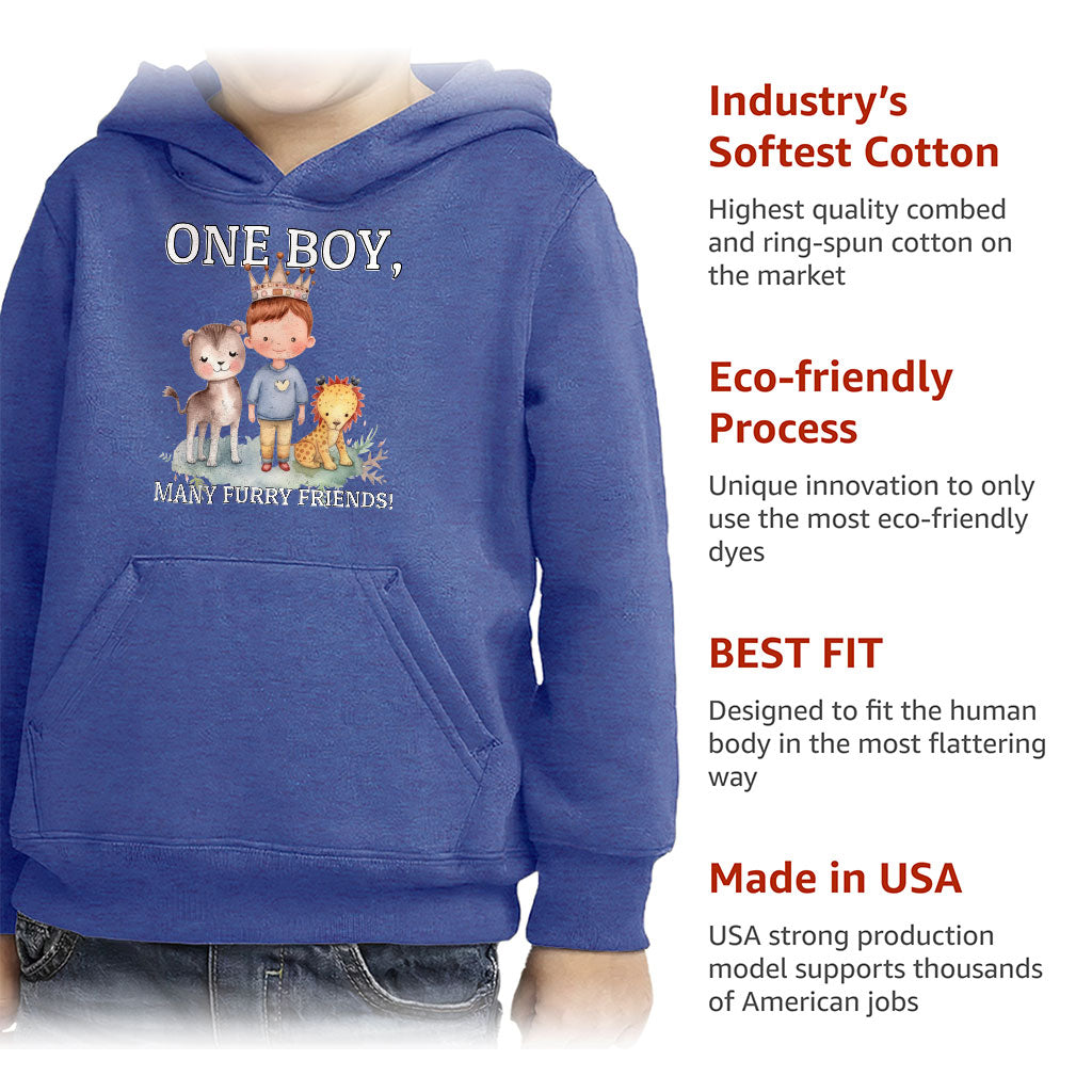 Many Furry Friends Toddler Pullover Hoodie - Animal Lover Sponge Fleece Hoodie - Graphic Hoodie for Kids