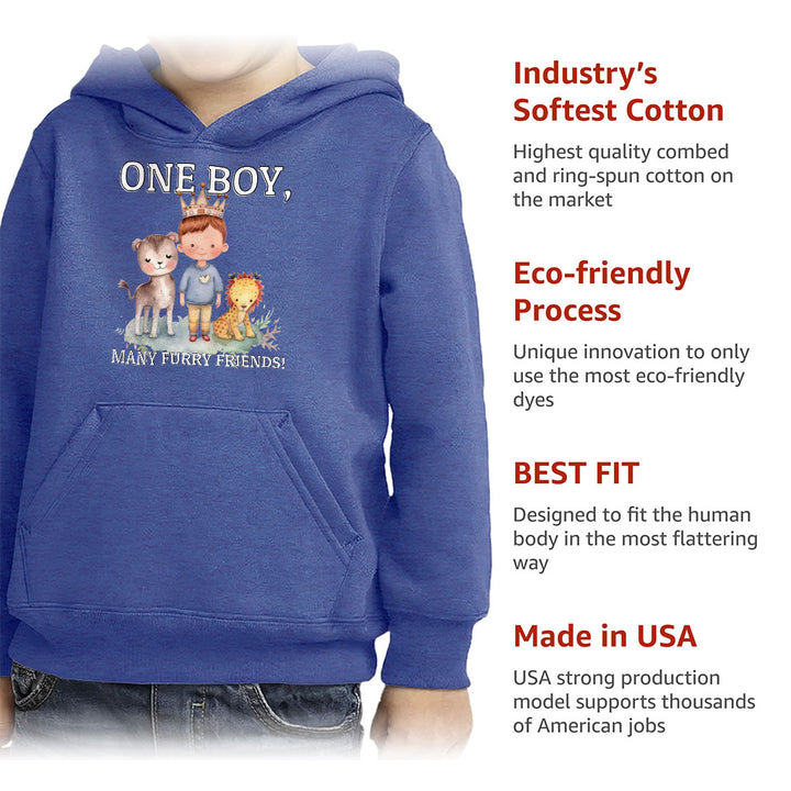 Many Furry Friends Toddler Pullover Hoodie - Animal Lover Sponge Fleece Hoodie - Graphic Hoodie for Kids