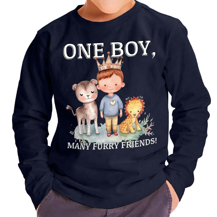 Many Furry Friends Toddler Long Sleeve T-Shirt - Animal Lover Kids' T-Shirt - Graphic Long Sleeve Tee