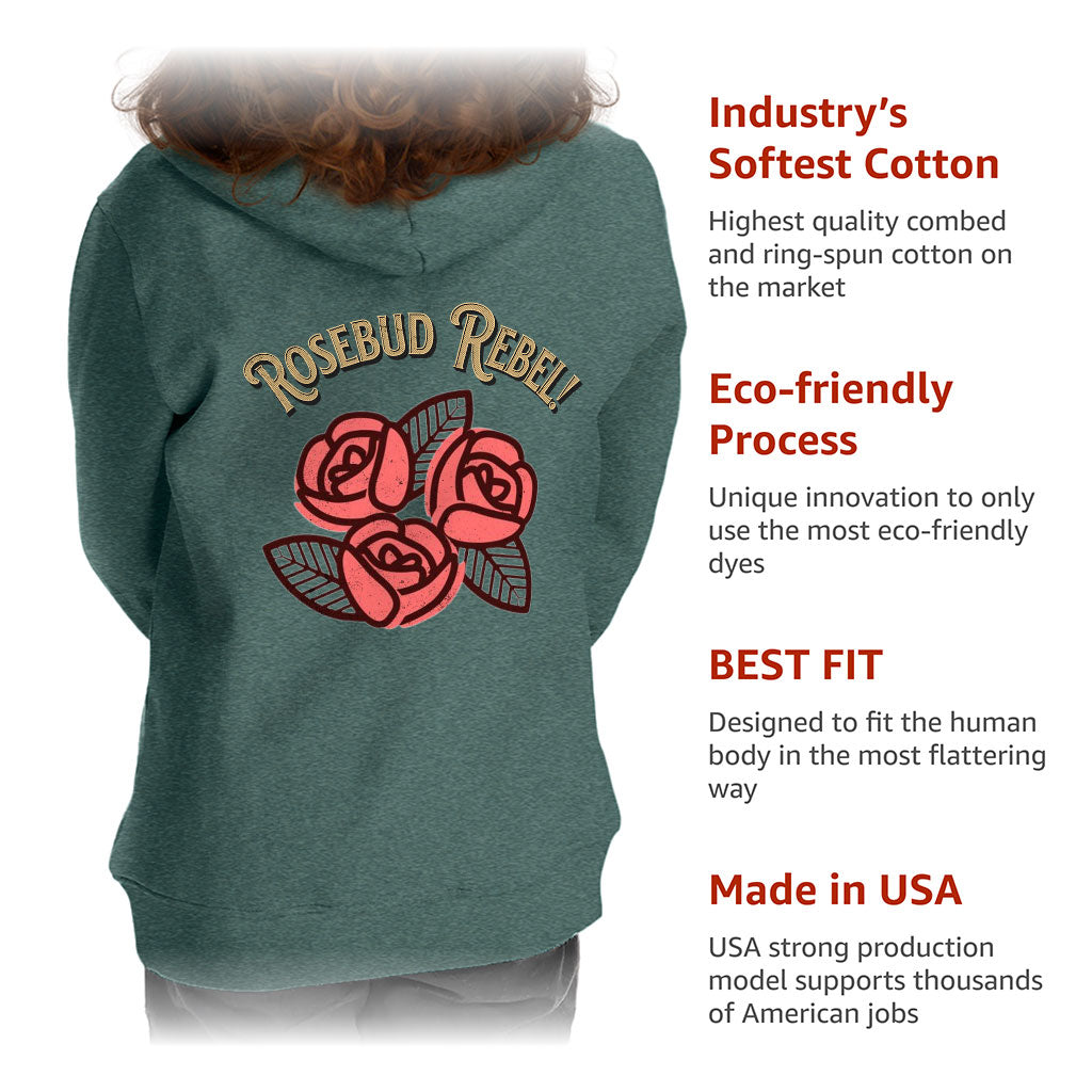 Rosebud Rebel Toddler Full-Zip Hoodie - Cute Toddler Hoodie - Flower Themed Kids' Hoodie