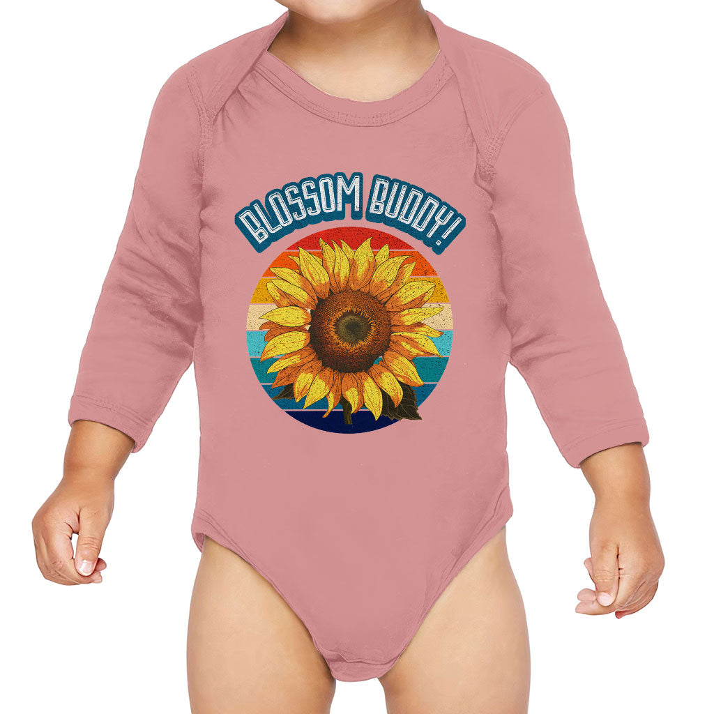 Blossom Buddy Baby Long Sleeve Onesie - Flower Baby Long Sleeve Bodysuit - Plant Baby One-Piece