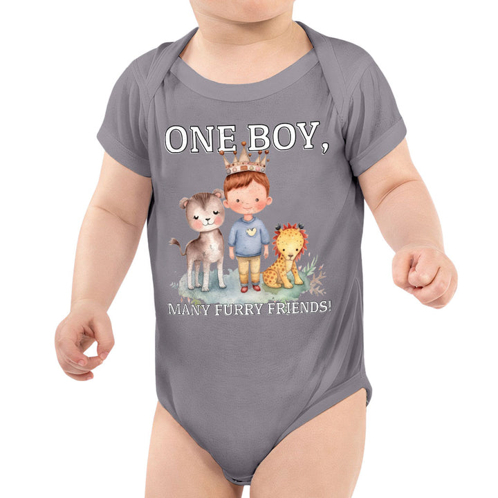 Many Furry Friends Baby Jersey Onesie - Animal Lover Baby Bodysuit - Graphic Baby One-Piece