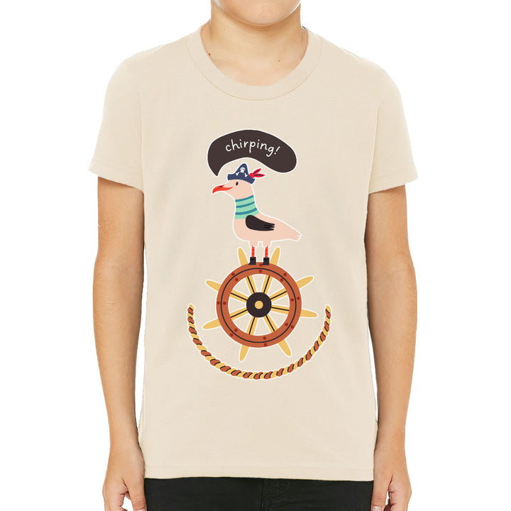 Sea Ship Themed Kids' T-Shirt - Bird T-Shirt - Printed Tee Shirt for Kids