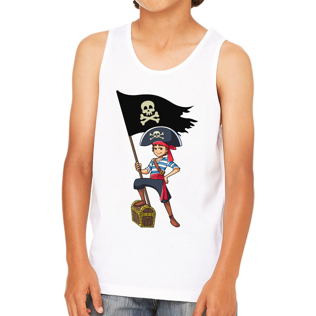 Cool Pirate Kids' Jersey Tank - Sea Themed Sleeveless T-Shirt - Cartoon Kids' Tank Top