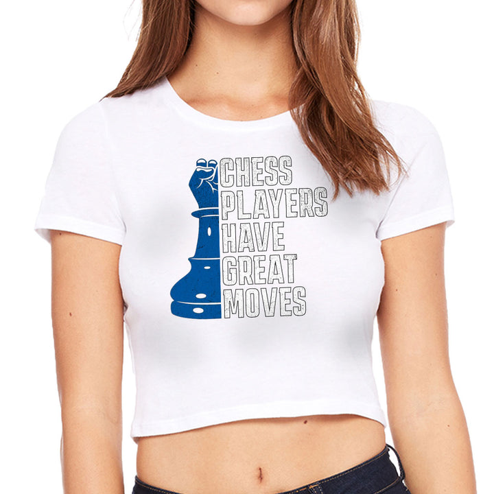 Chess Players Women's Cropped T-Shirt - Cool Design Crop Top - Word Design Cropped Tee
