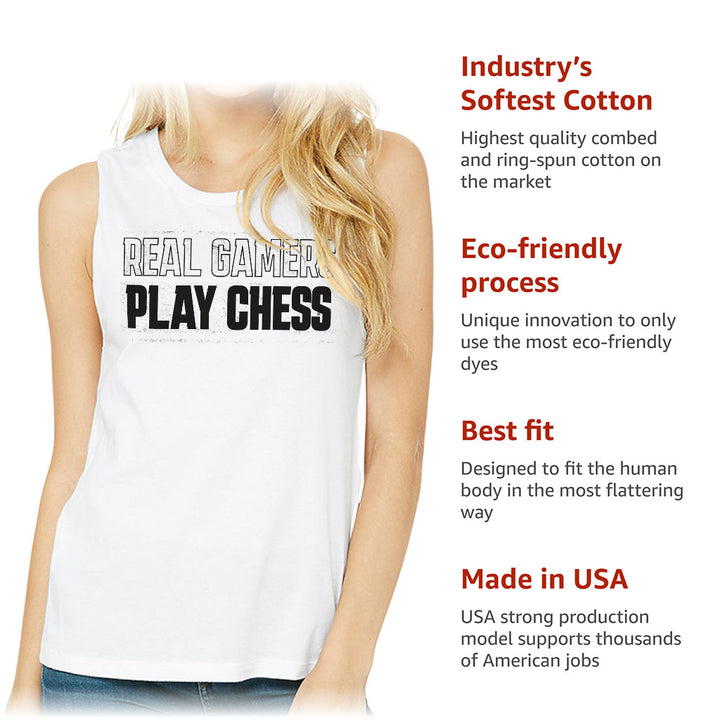 Real Gamers Women's Muscle Tank - Word Graphic Tank Top - Graphic Workout Tank