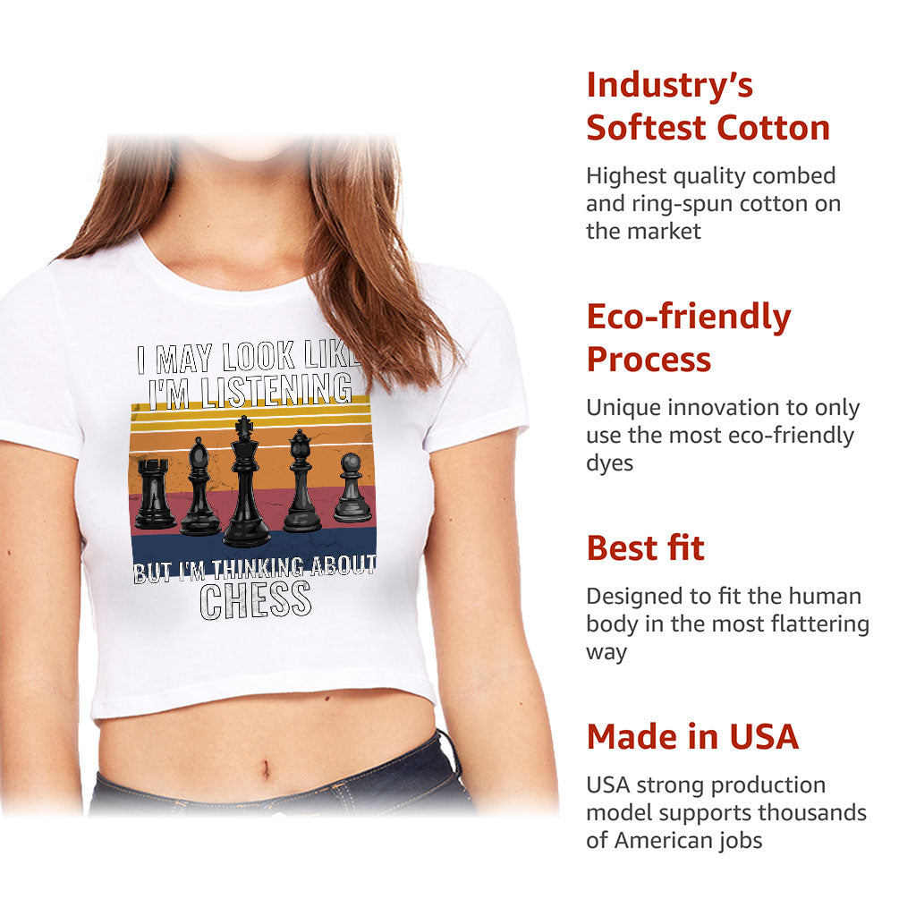 Chess Women's Cropped T-Shirt - Bright Crop Top - Colorful Cropped Tee