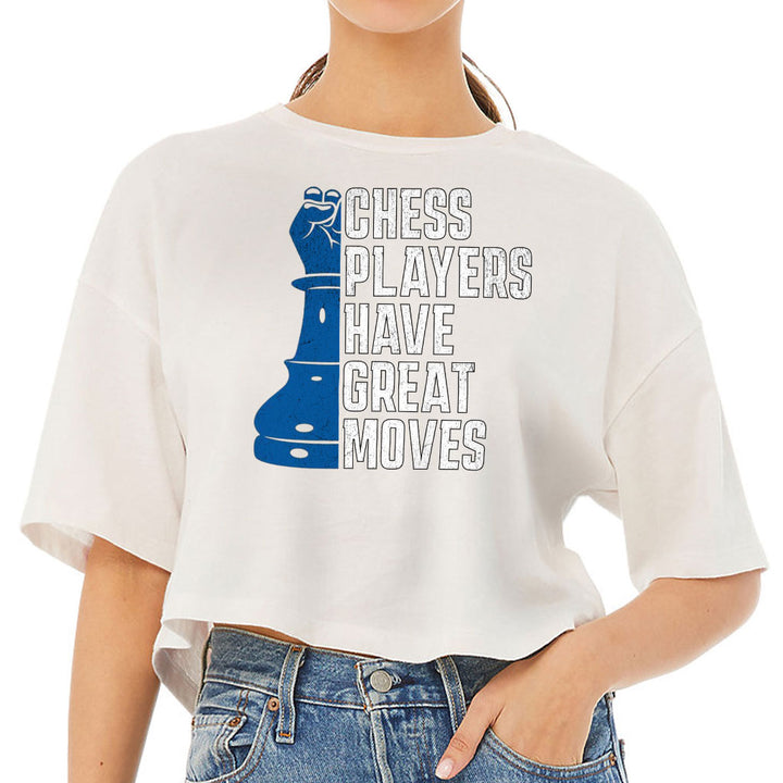 Chess Players Women's Crop Tee Shirt - Cool Design Cropped T-Shirt - Word Design Crop Top