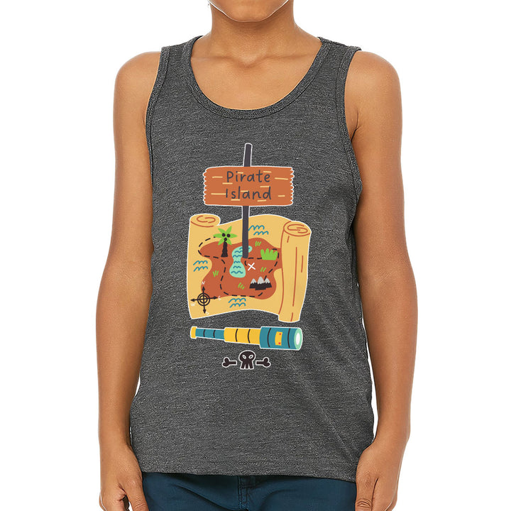 Pirate Island Kids' Jersey Tank - Map Print Sleeveless T-Shirt - Cool Kids' Tank Top