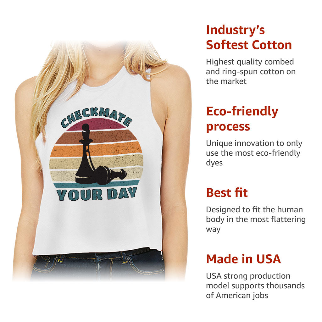 Checkmate Your Day Racerback Cropped Tank - Colorful Women's Tank - Printed Tank Top