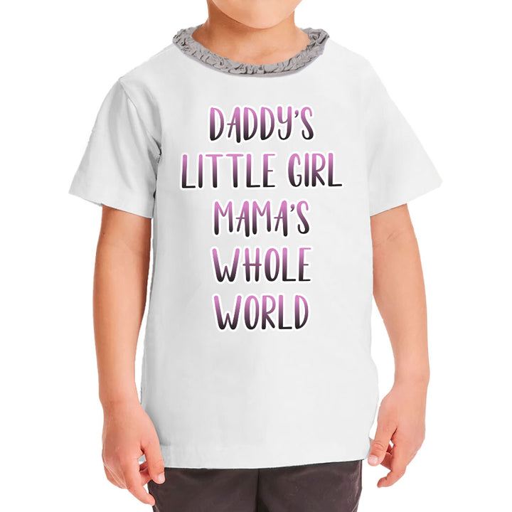 Daddy's Little Girl Girls' Ruffle Neck T-Shirt - Cute Toddler T-Shirt - Printed Ruffle Neck Tee