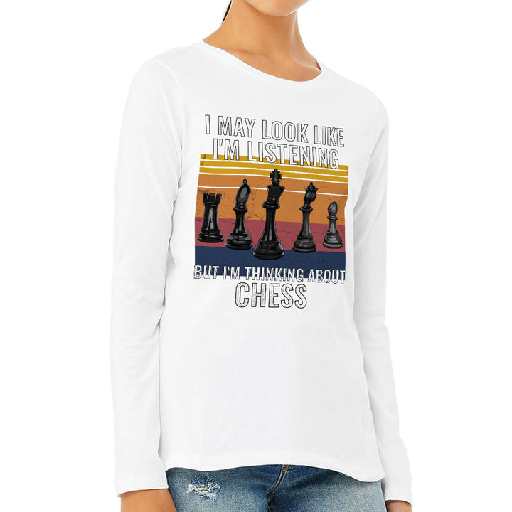 Chess Women's Long Sleeve T-Shirt - Bright Long Sleeve Tee - Colorful T-Shirt