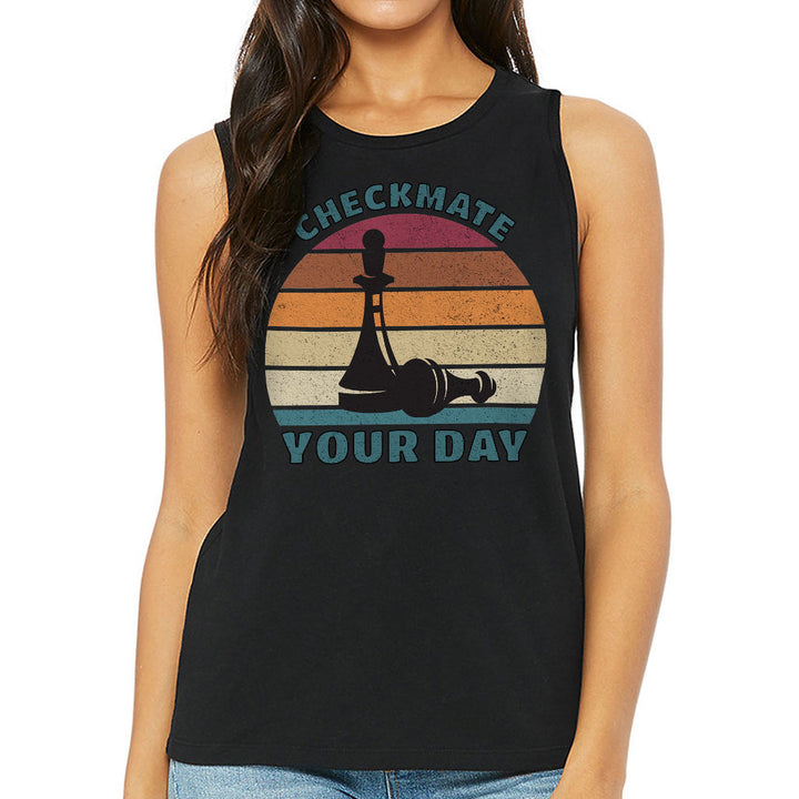 Checkmate Your Day Women's Muscle Tank - Colorful Tank Top - Printed Workout Tank