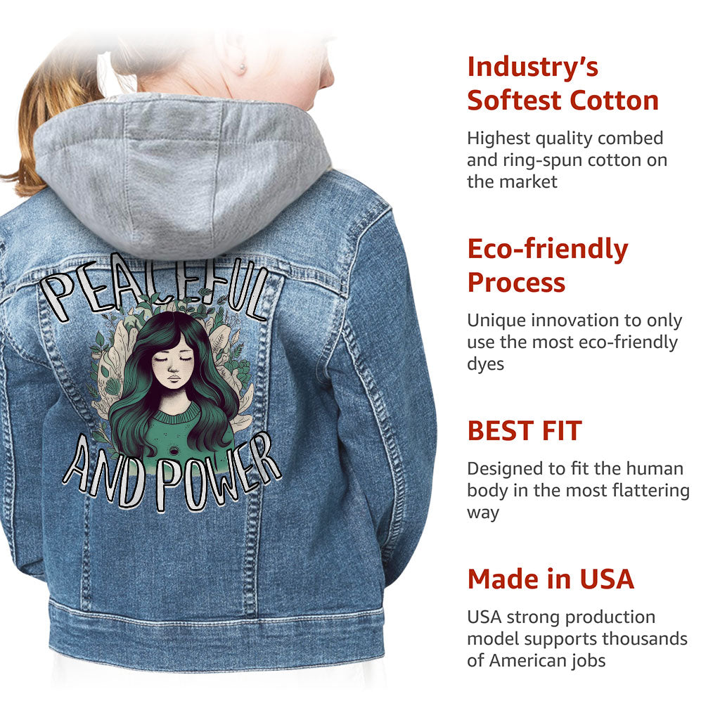 Power Hooded Denim Jacket for Kids - Beautiful Jean Jacket - Unique Denim Jacket for Kids