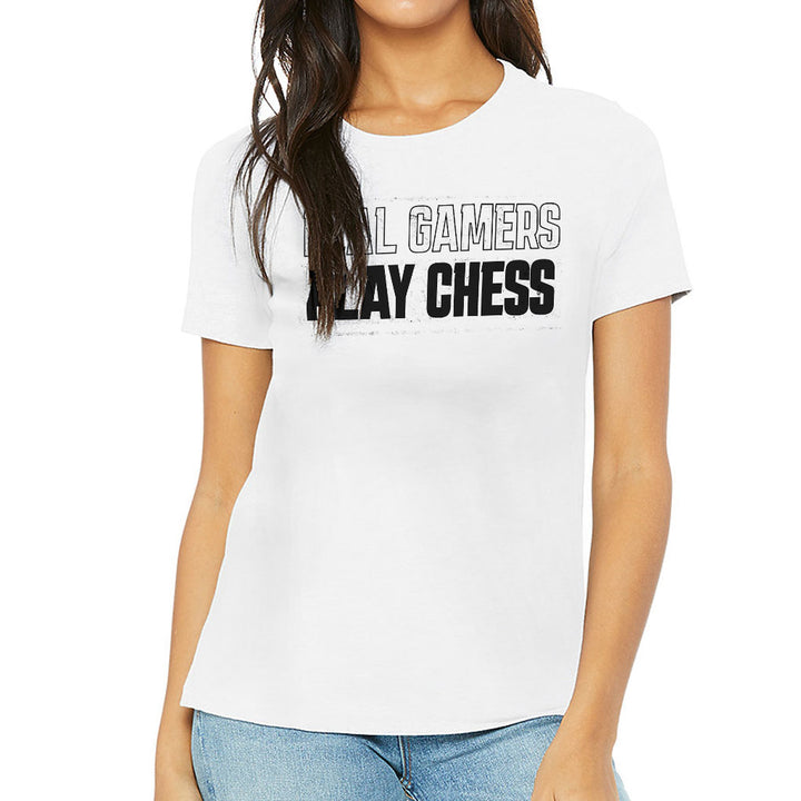 Real Gamers Women's T-Shirt - Word Graphic T-Shirt - Graphic Relaxed Tee
