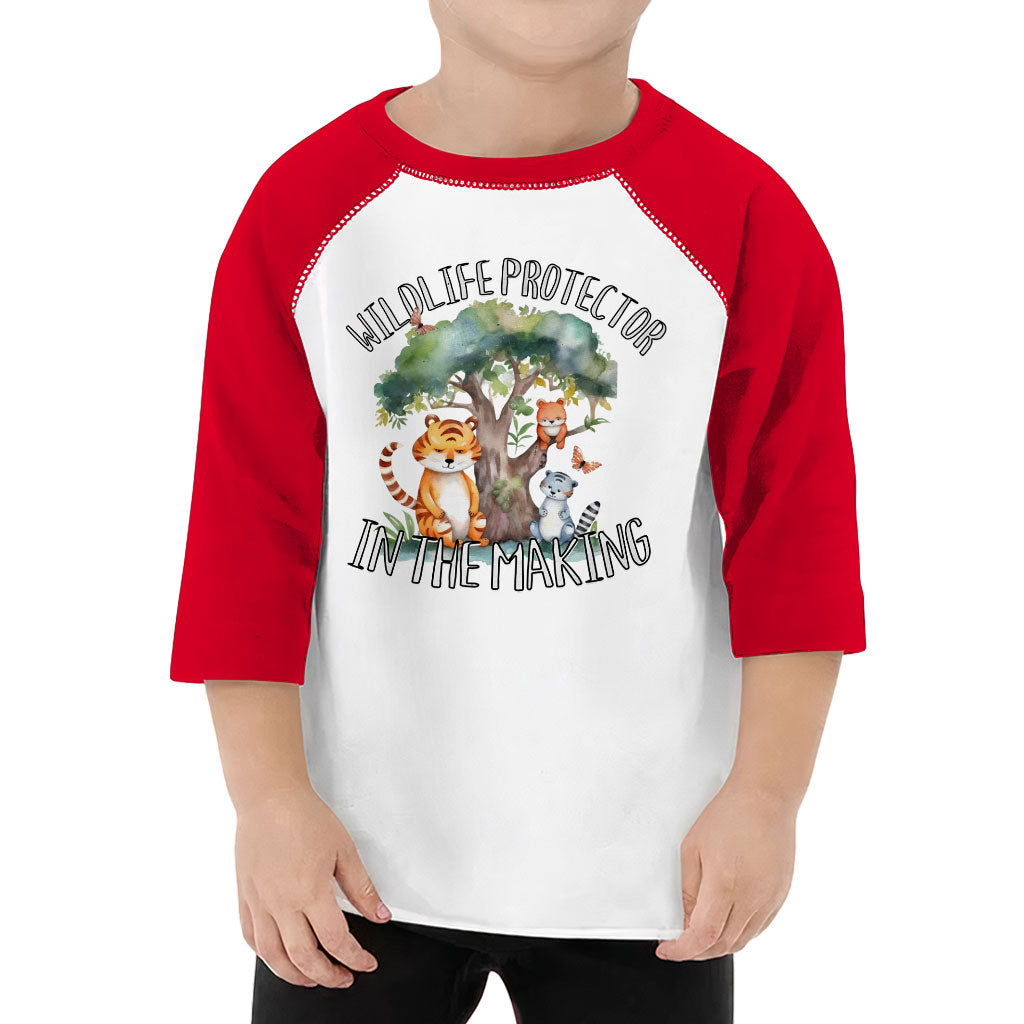 Wildlife Protector Toddler Baseball T-Shirt - Animals 3/4 Sleeve T-Shirt - Themed Kids' Baseball Tee