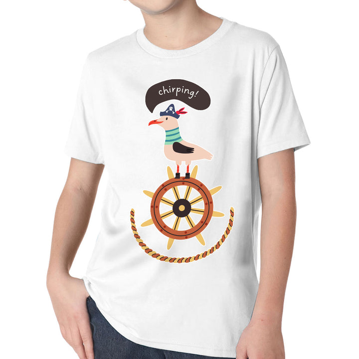 Sea Ship Themed Kids' Classic Fit T-Shirt - Bird T-Shirt - Printed Classic Fit Tee