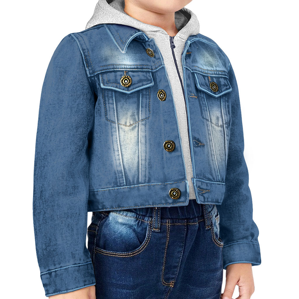 Future Marine Biologist Toddler Hooded Denim Jacket - Dolphin Jean Jacket - Printed Denim Jacket for Kids