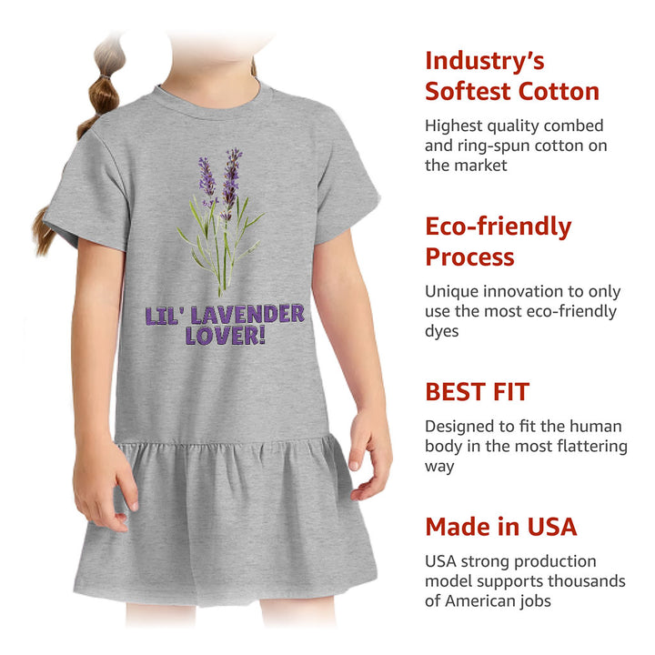 Lil' Lavender Lover Toddler Rib Dress - Flower Themed Girls' Dress - Graphic Toddler Dress