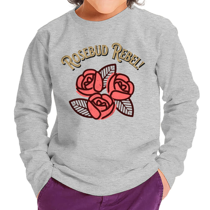 Rosebud Rebel Toddler Long Sleeve T-Shirt - Cute Kids' T-Shirt - Flower Themed Long Sleeve Tee