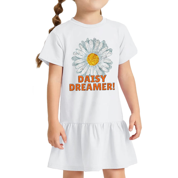 Daisy Dreamer Toddler Rib Dress - Minimalistic Girls' Dress - Printed Toddler Dress