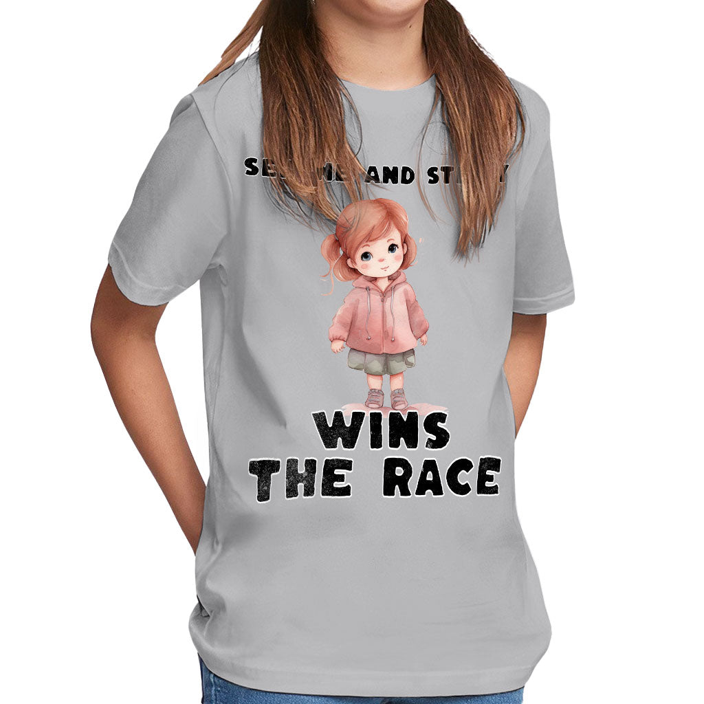 Serene and Steady Kids' Classic Fit T-Shirt - Cute Girl Graphic T-Shirt - Word Design Classic Fit Tee