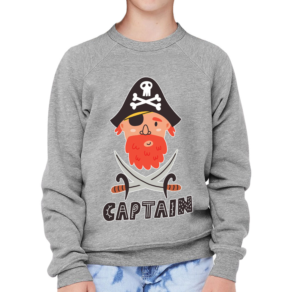 Captain Kids' Raglan Sweatshirt - Pirate Themed Sponge Fleece Sweatshirt - Cool Sweatshirt