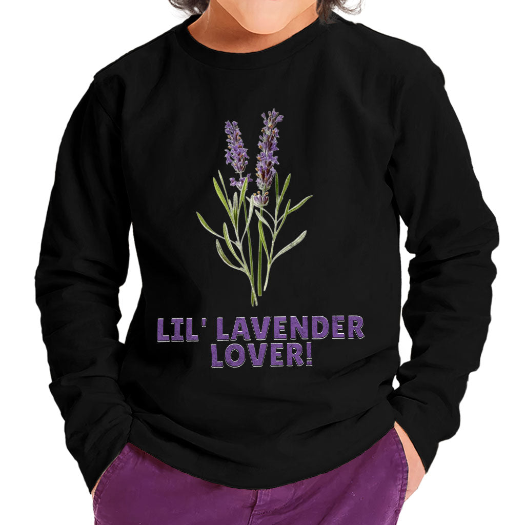 Lil' Lavender Lover Toddler Long Sleeve T-Shirt - Flower Themed Kids' T-Shirt - Graphic Long Sleeve Tee