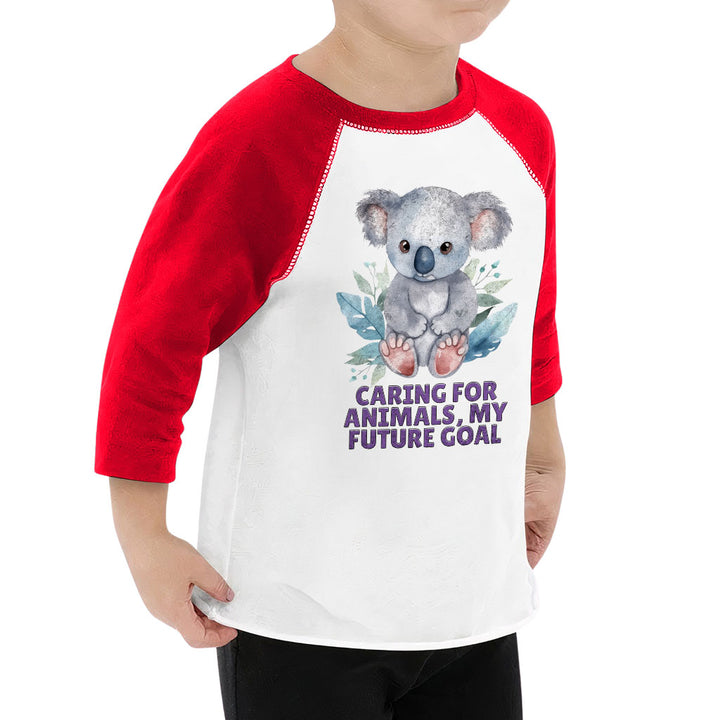 Caring for Animals Toddler Baseball T-Shirt - Coala 3/4 Sleeve T-Shirt - Cute Kids' Baseball Tee