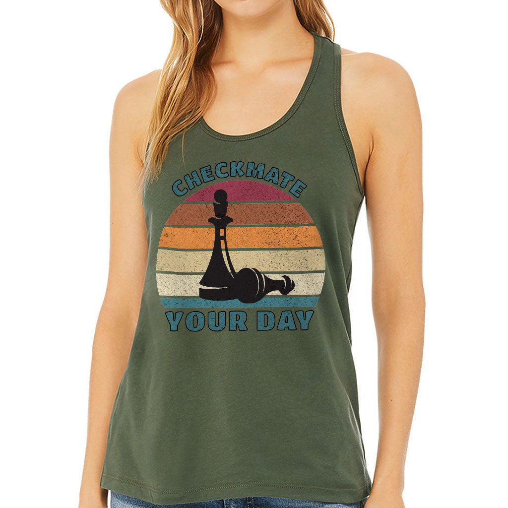 Checkmate Your Day Women's Racerback Tank - Colorful Tank Top - Printed Workout Tank