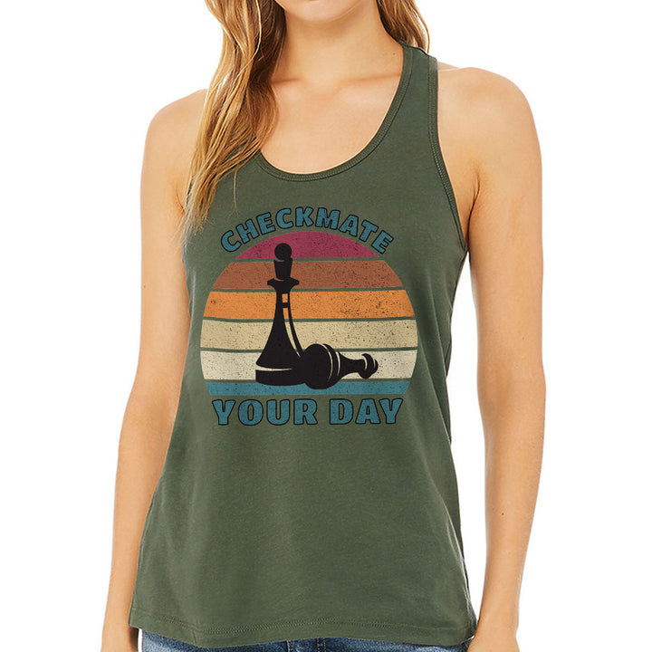 Checkmate Your Day Women's Racerback Tank - Colorful Tank Top - Printed Workout Tank