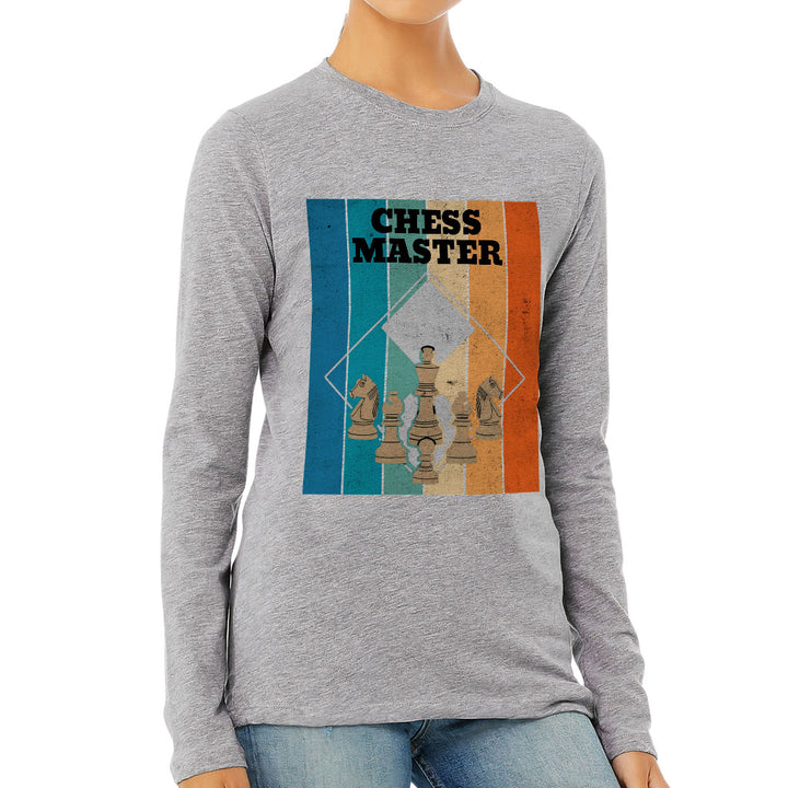 Chess Master Women's Long Sleeve T-Shirt - Board Game Long Sleeve Tee - Art T-Shirt