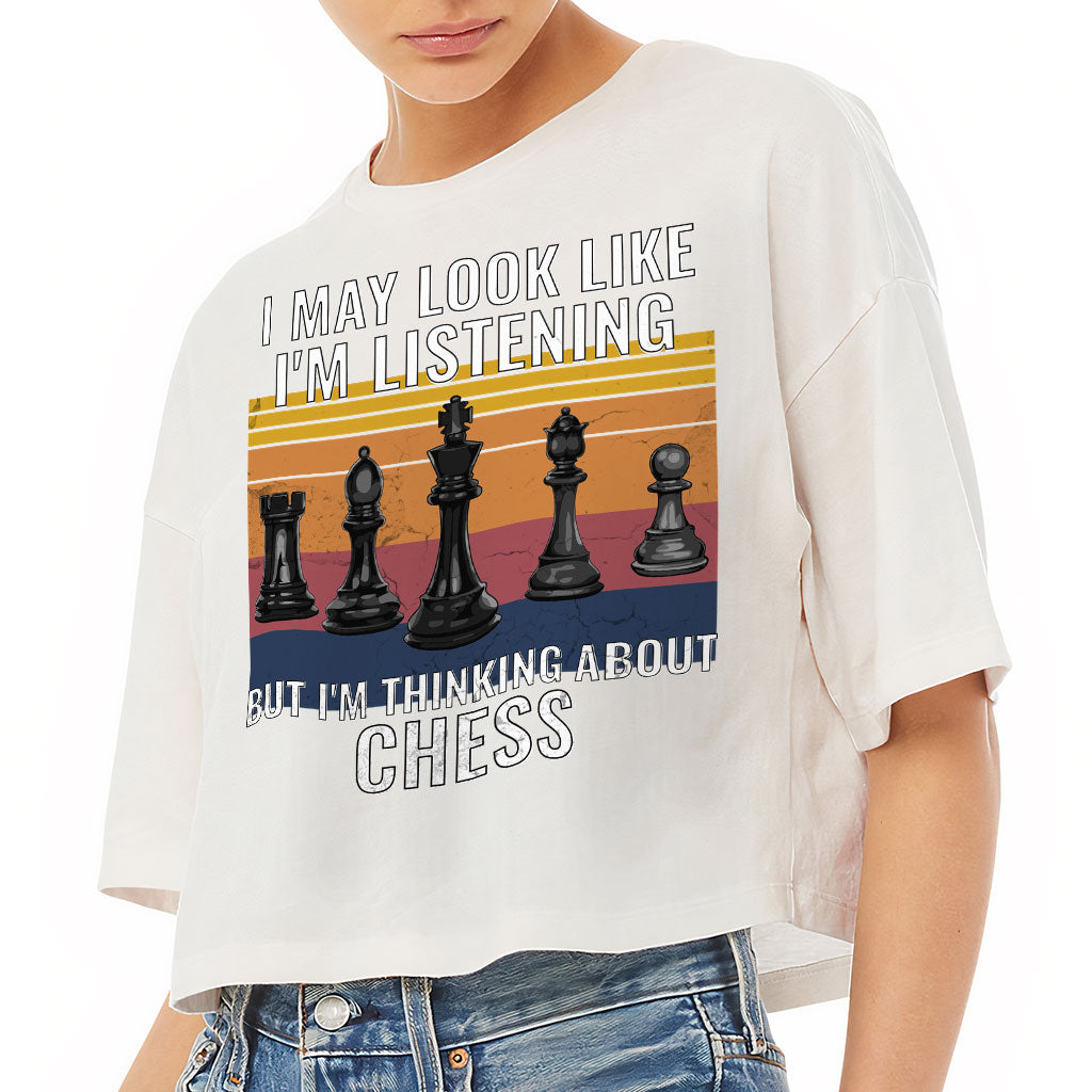Chess Women's Crop Tee Shirt - Bright Cropped T-Shirt - Colorful Crop Top
