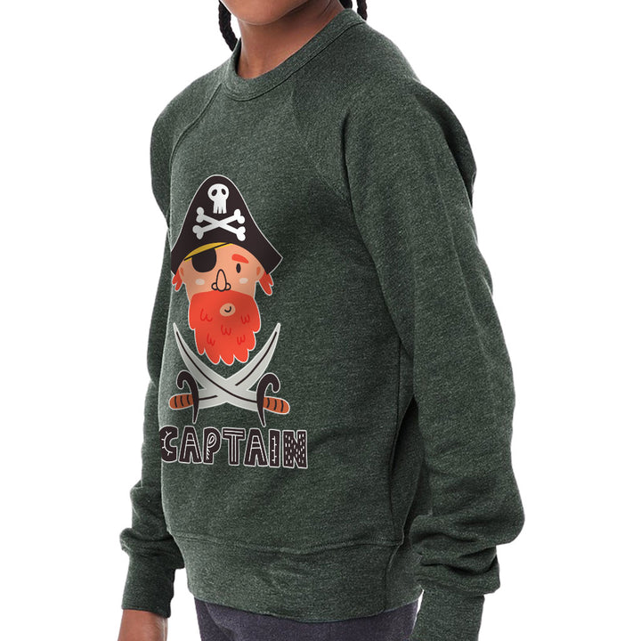 Captain Kids' Raglan Sweatshirt - Pirate Themed Sponge Fleece Sweatshirt - Cool Sweatshirt