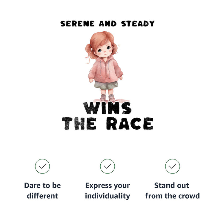 Serene and Steady Kids' Baseball T-Shirt - Cute Girl Graphic 3/4 Sleeve T-Shirt - Word Design Baseball Tee