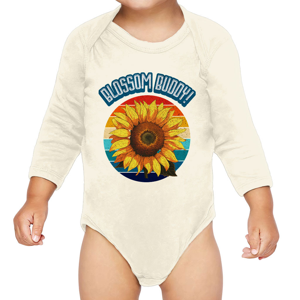 Blossom Buddy Baby Long Sleeve Onesie - Flower Baby Long Sleeve Bodysuit - Plant Baby One-Piece
