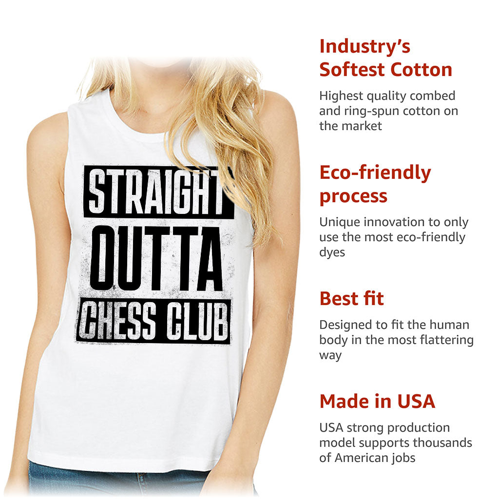 Word Art Women's Muscle Tank - Chess Club Tank Top - Unique Workout Tank