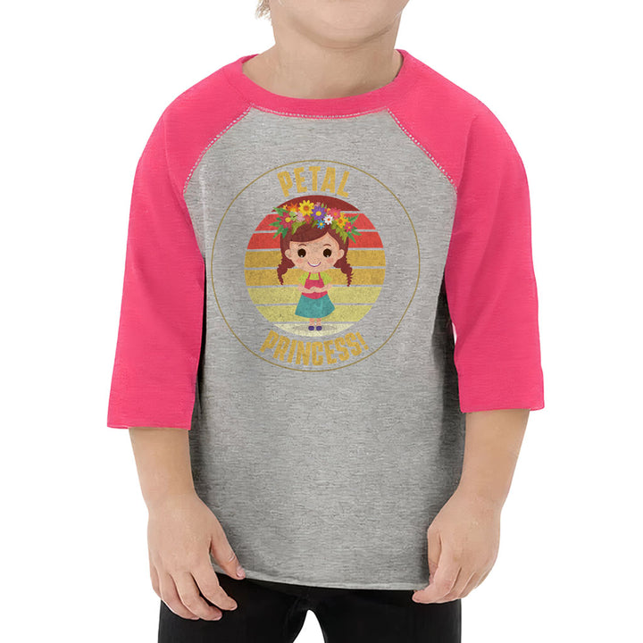 Petal Princess Toddler Baseball T-Shirt - Cute 3/4 Sleeve T-Shirt - Graphic Kids' Baseball Tee