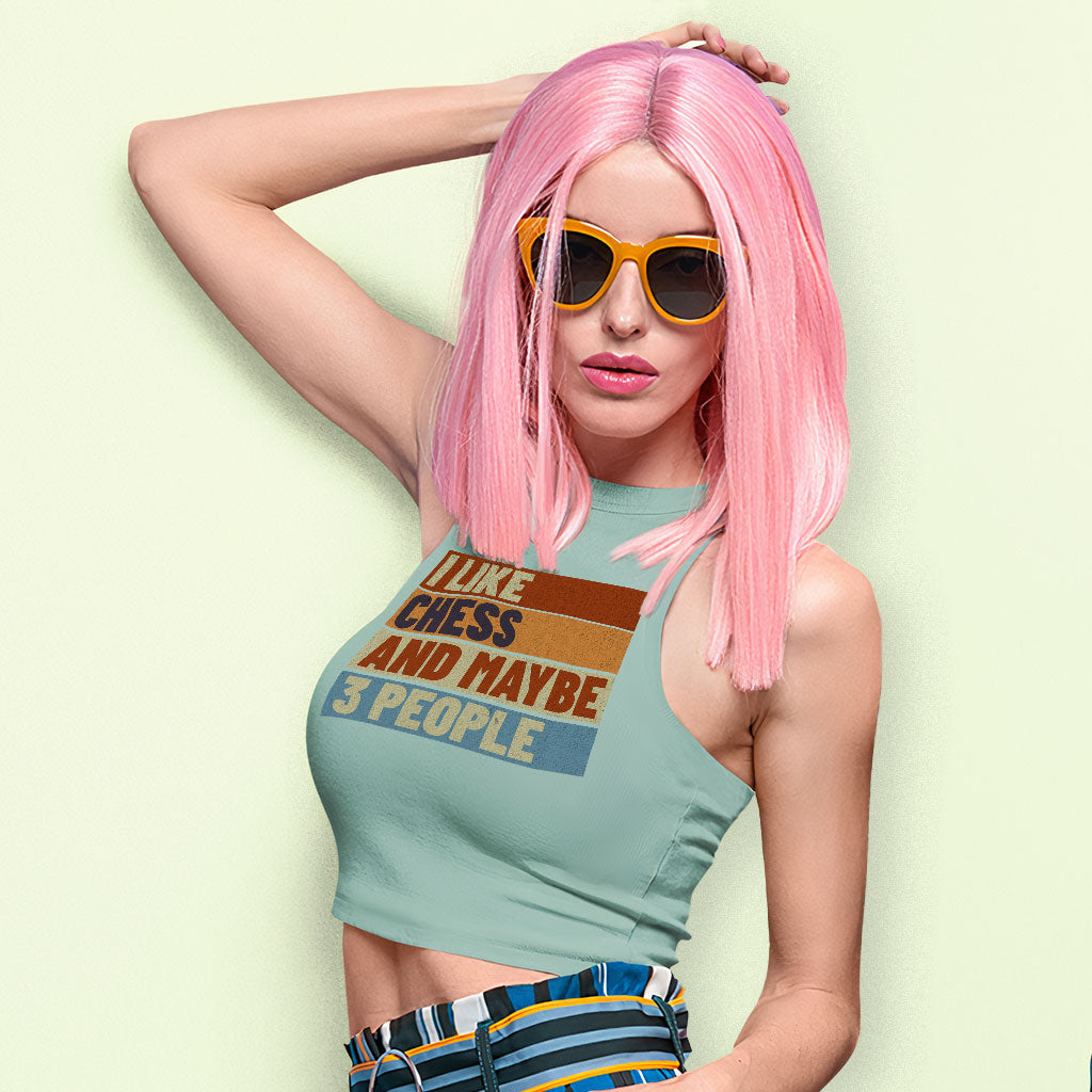 I Like Chess Racerback Cropped Tank - Colorful Women's Tank - Art Tank Top