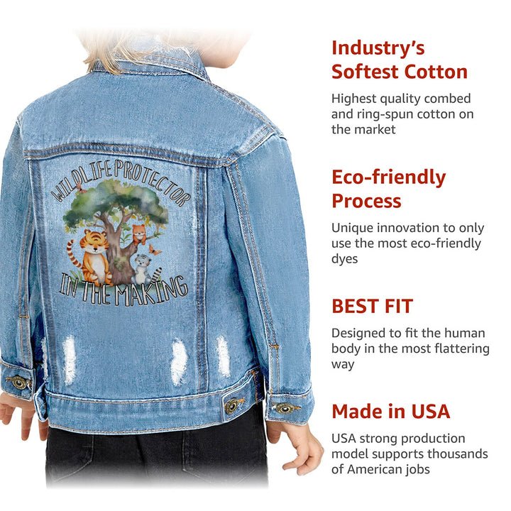 Wildlife Protector Toddler Denim Jacket - Animals Jean Jacket - Themed Denim Jacket for Kids