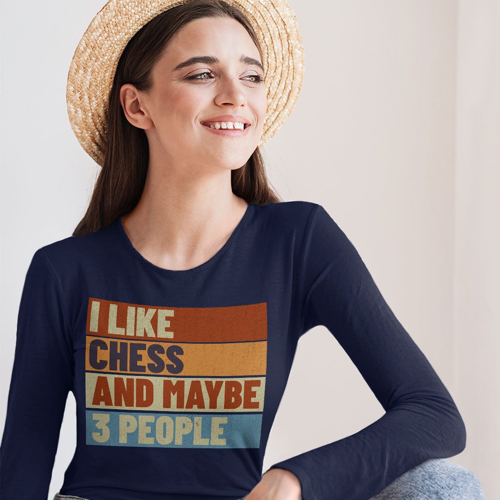 I Like Chess Women's Long Sleeve T-Shirt - Colorful Long Sleeve Tee - Art T-Shirt