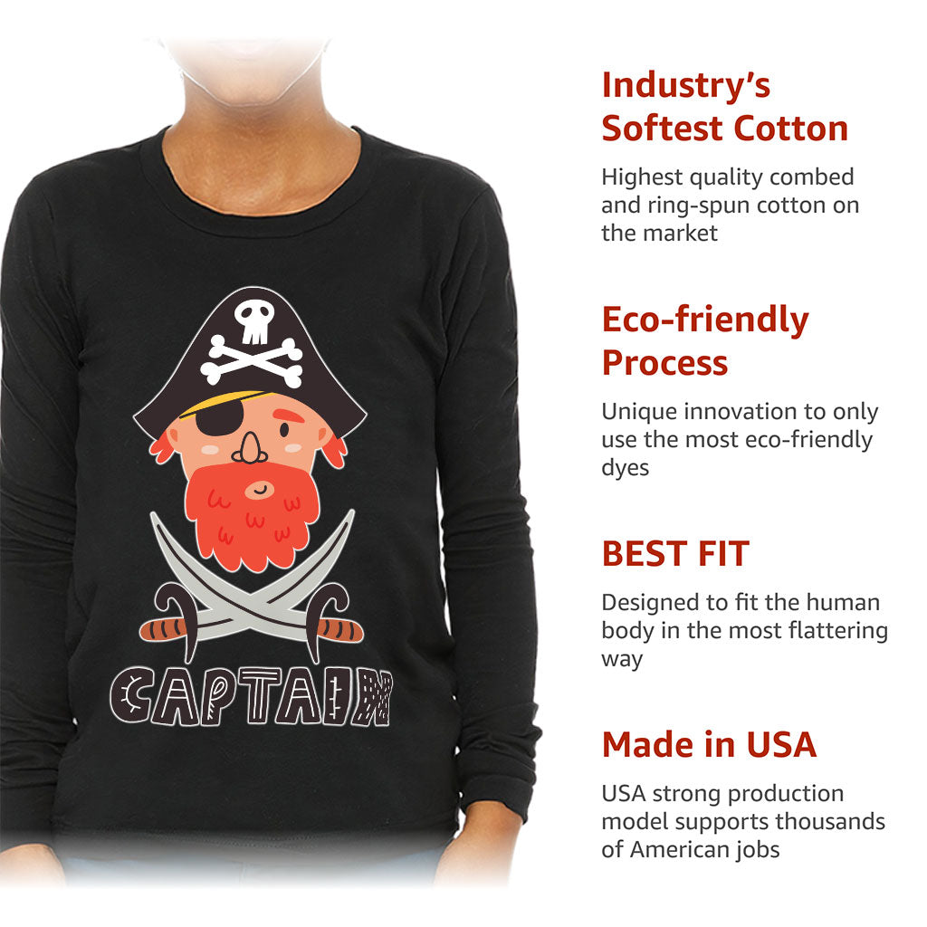 Captain Kids' Long Sleeve T-Shirt - Pirate Themed T-Shirt - Cool Long Sleeve Tee